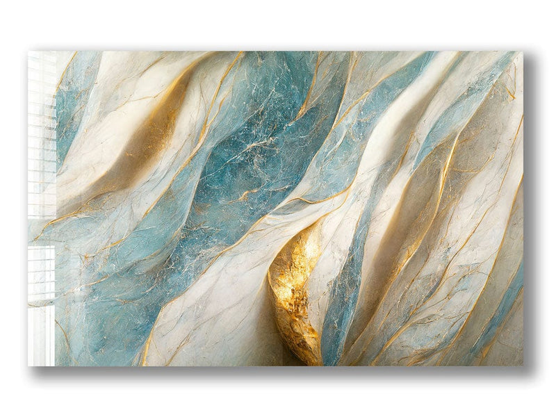 Artronauts Glass Print Blue & Golden Marble Design