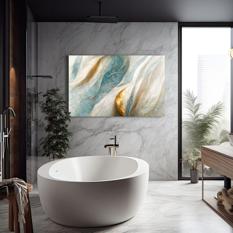 Artronauts Glass Print Blue & Golden Marble Design