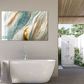 Artronauts Glass Print Blue & Golden Marble Design