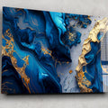 Artronauts Glass Print Blue & Golden Lava Abstract