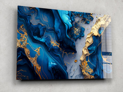 Blue & Golden Lava Abstract