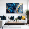 Artronauts Glass Print Blue & Golden Lava Abstract