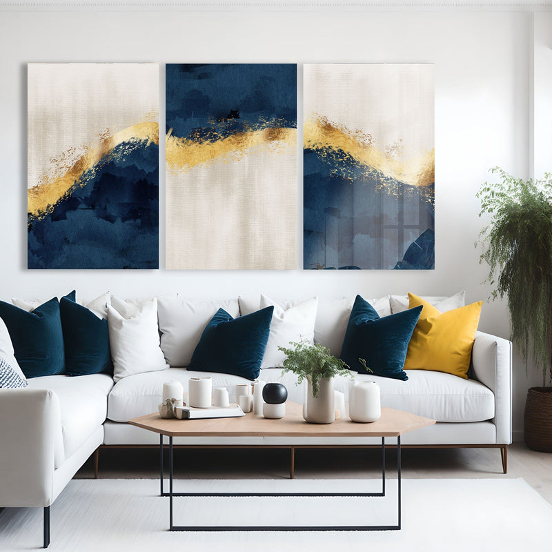 Artronauts Glass Print Blue & Cream Abstract - Trinity