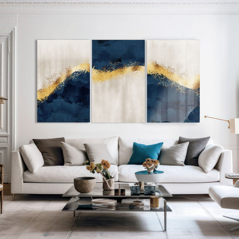 Artronauts Glass Print Blue & Cream Abstract - Trinity
