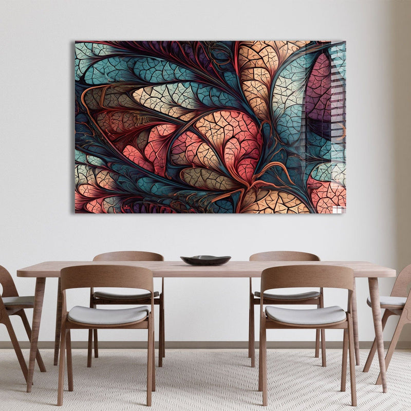 Artronauts Glass Print Red & Blue Floral Abstract
