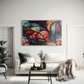 Artronauts Glass Print Red & Blue Floral Abstract