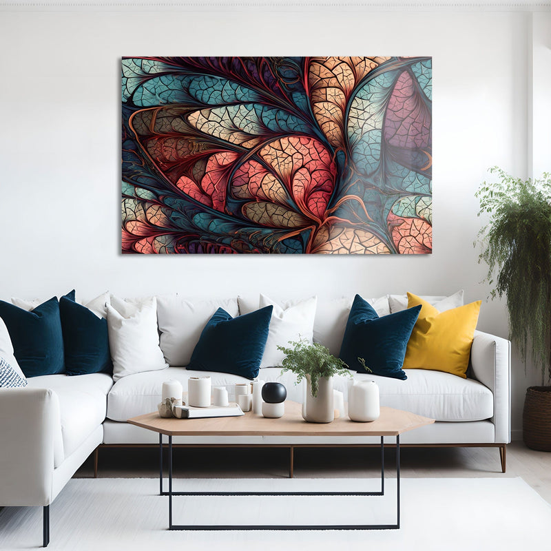 Artronauts Glass Print Red & Blue Floral Abstract