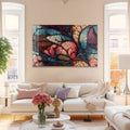Artronauts Glass Print Red & Blue Floral Abstract