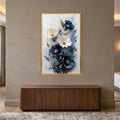 Midnight Poppy Bloom with gold frame
