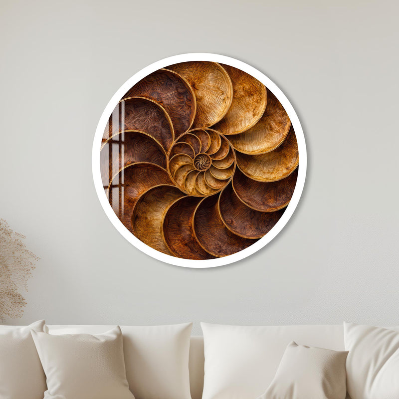 Golden Timber Spiral with white frame