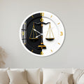 Golden Scales of Justice with white frame