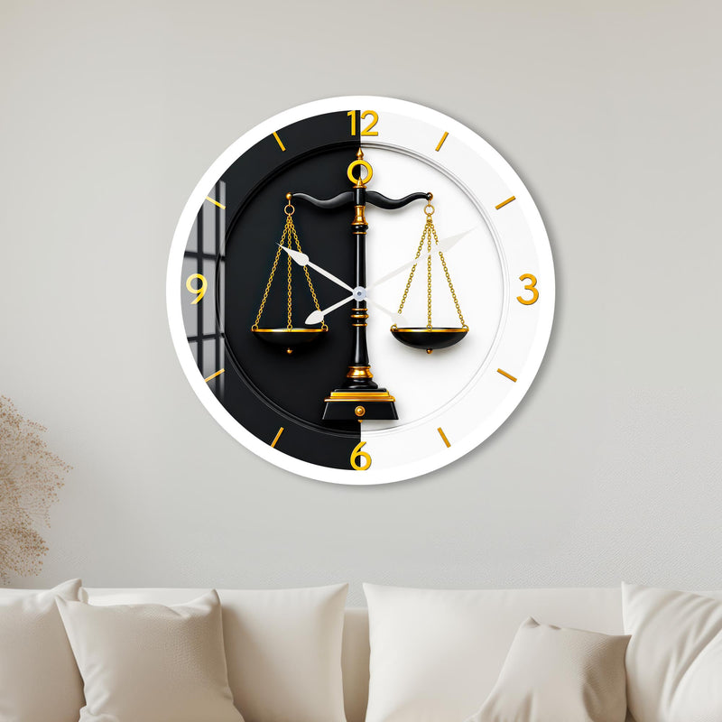 Golden Scales of Justice with white frame