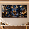 Moonlit Deer with walnut frame