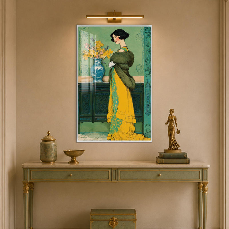 Golden Gown Elegance with white frame
