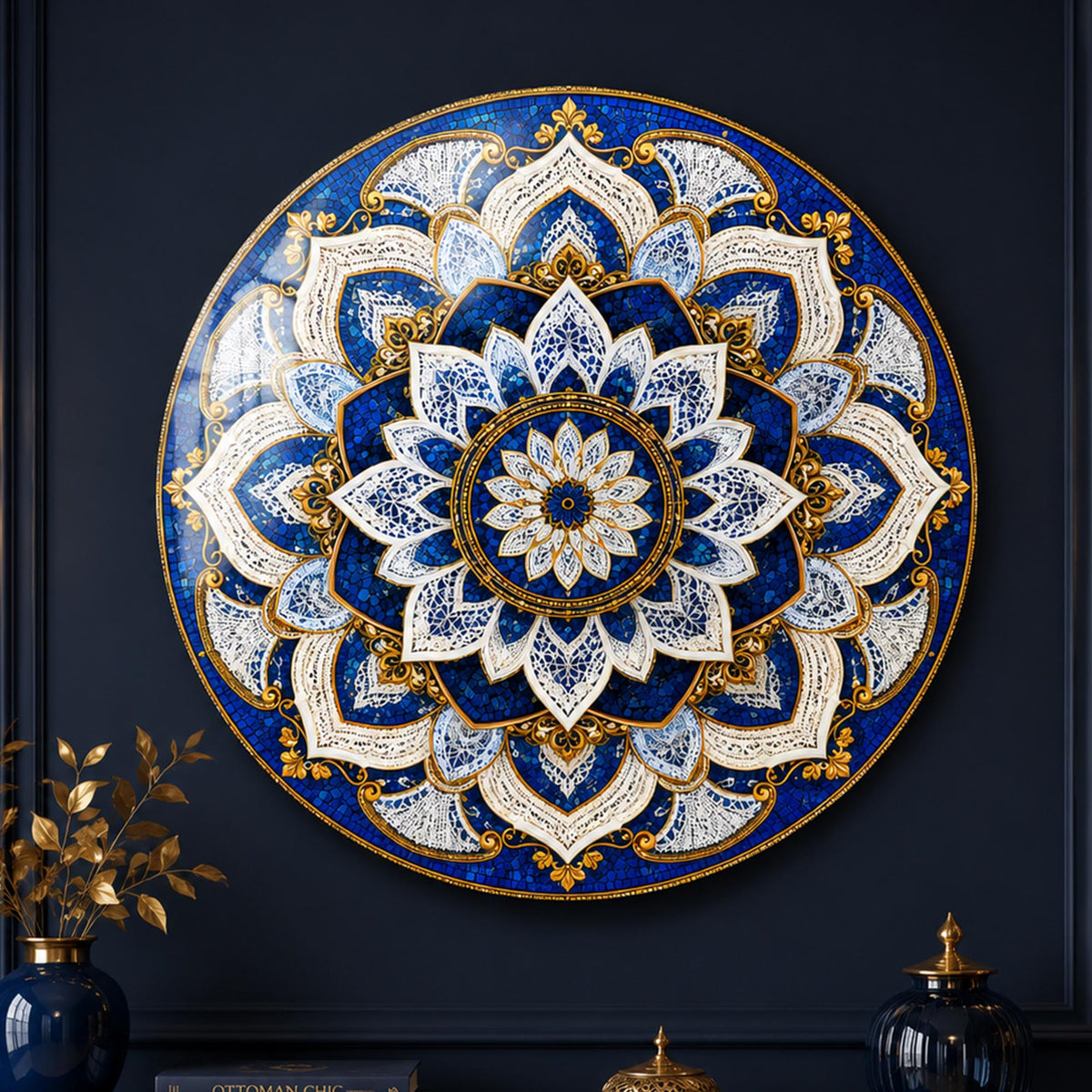 Sapphire Lace Mandala in a modern room