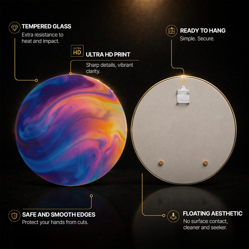 Cosmic Marble Swirl — tempered glass, ultra HD print, ready to hang