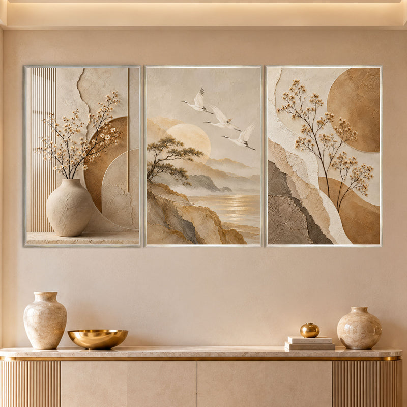 Golden Serenity with silver frame