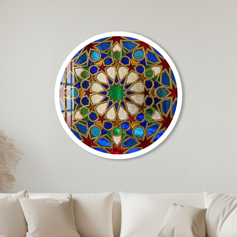 Moroccan Star Mosaic Medallion with white frame