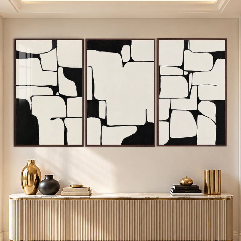 Abstract Balance with walnut frame