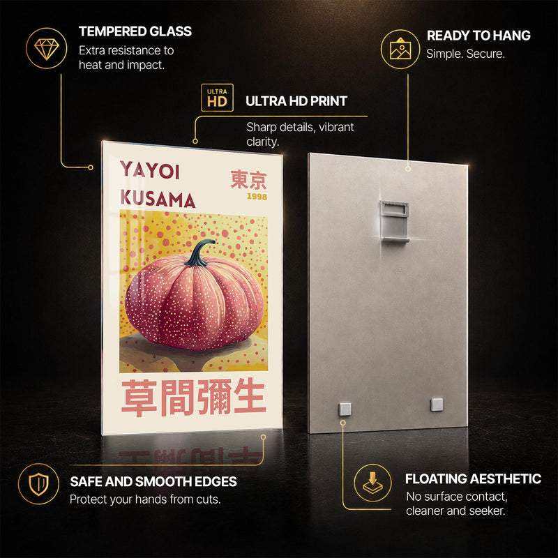Yayoi Pumpkin Poster — tempered glass, ultra HD print, ready to hang