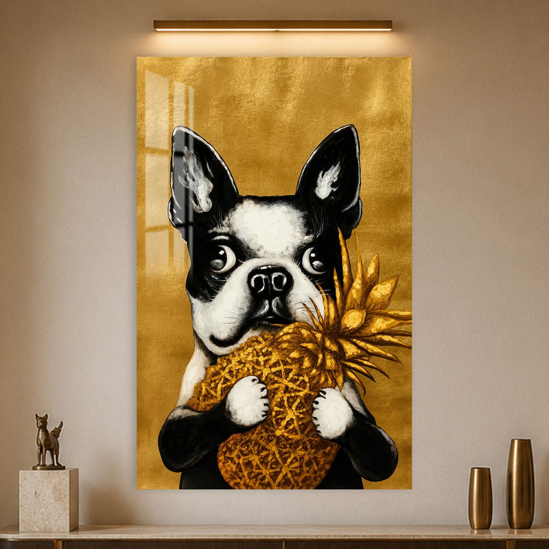 Artronauts Glass Print Golden Pineapple Pup Glass Wall Art