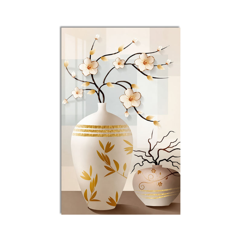 Golden Blossom Vases product shot on white background