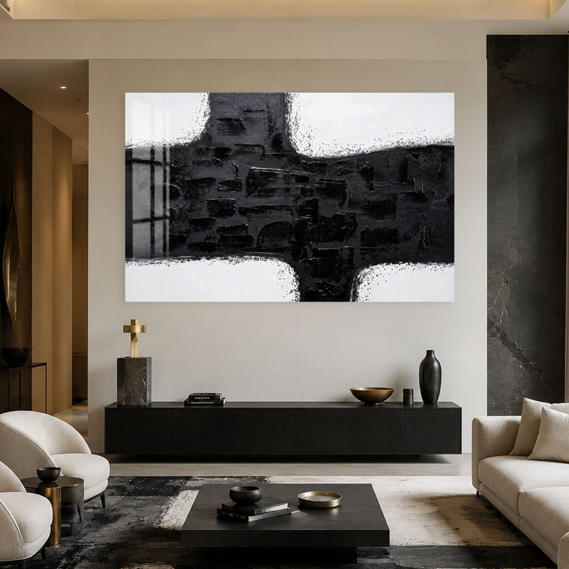 Artronauts Glass Print Monochrome Cross Abstraction Glass Wall Art
