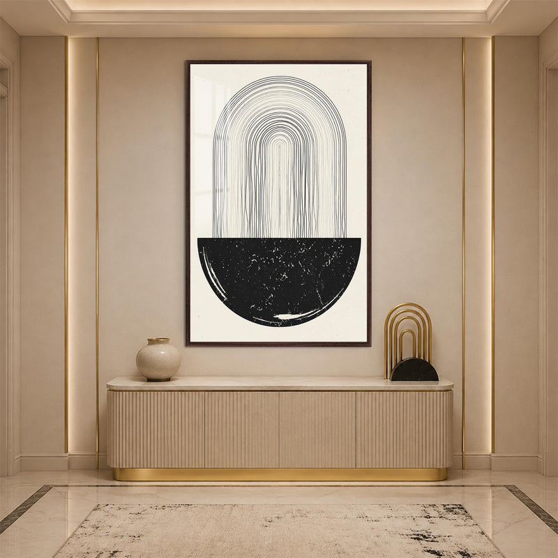 Monochrome Arch Cascade with walnut frame