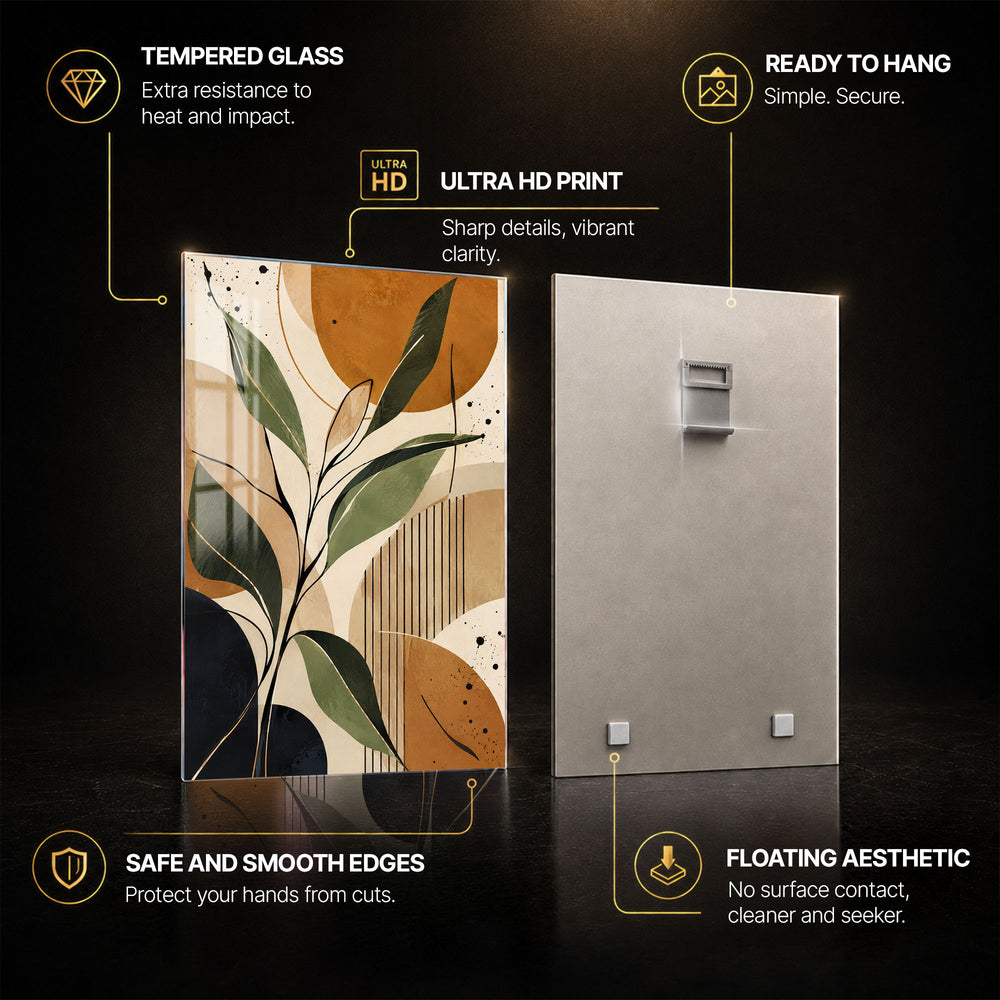 Earthy Botanical II — tempered glass, ultra HD print, ready to hang