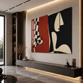 Crimson Cubist Faces angled lifestyle view