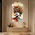 Floral Headdress Muse with gold frame