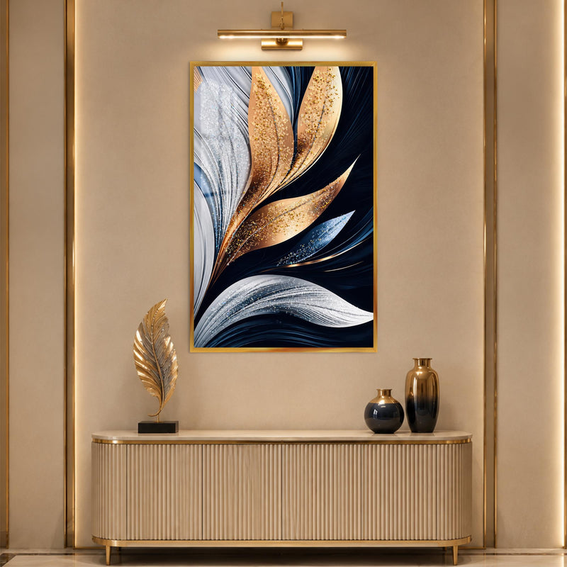 Midnight Metallic Petals with gold frame
