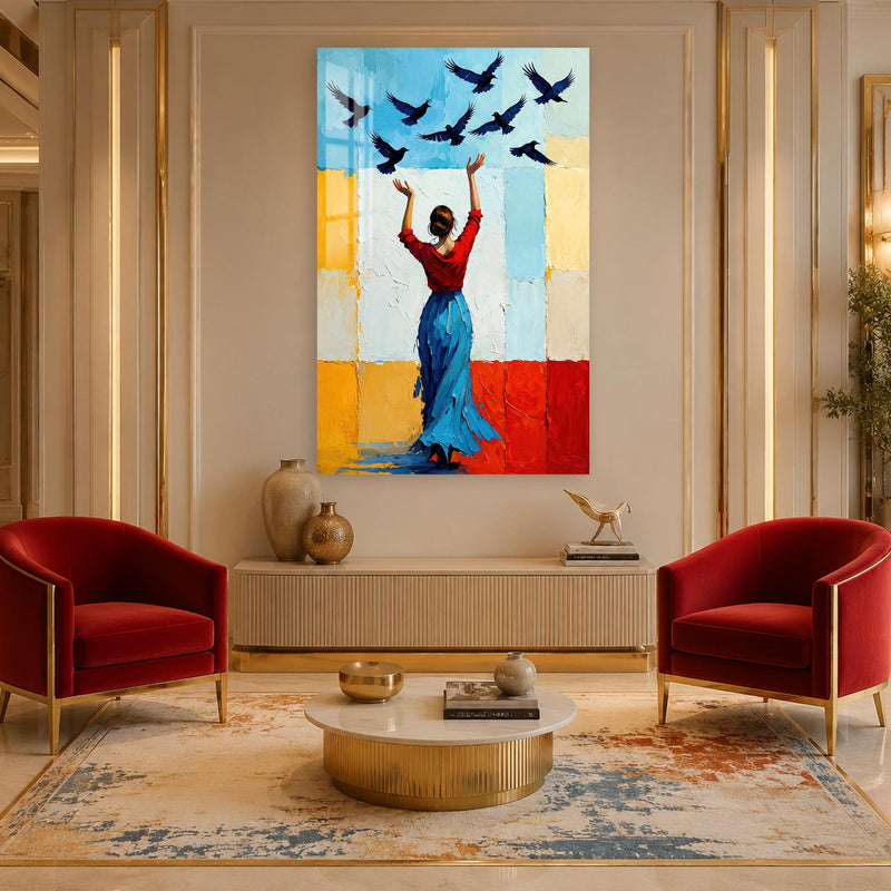 Woman Releasing Birds lifestyle view