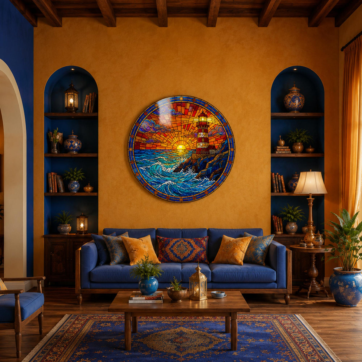 Sunset Lighthouse in a modern room