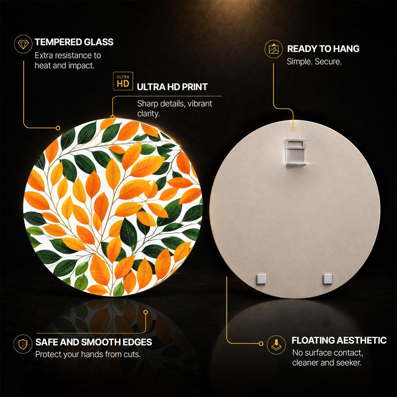 Autumn Leaf Canopy — tempered glass, ultra HD print, ready to hang