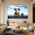 Artronauts Glass Print Elephant Waiting Seaside Glass Wall Art