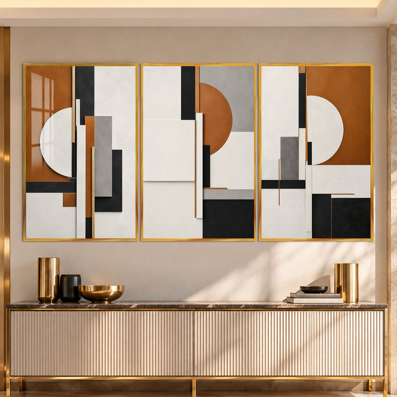 Terracotta Geometric with gold frame