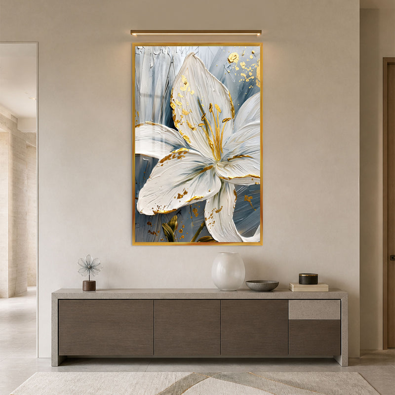 Golden White Lily with gold frame