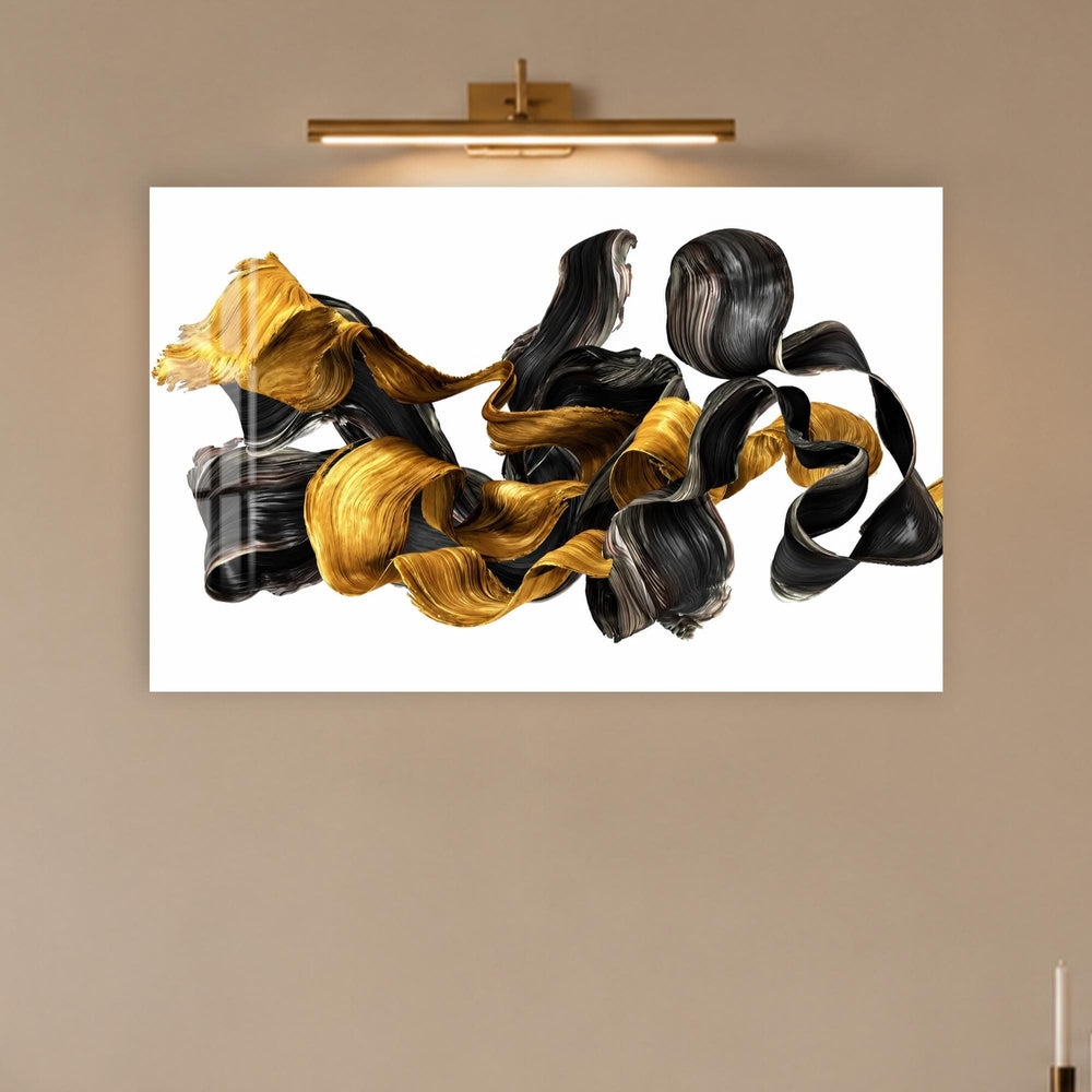 Artronauts Glass Print Gold Silk Flow Glass Wall Art