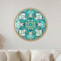 Turquoise Lotus Mandala with gold frame