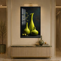 Sculptural Green Vases with black frame
