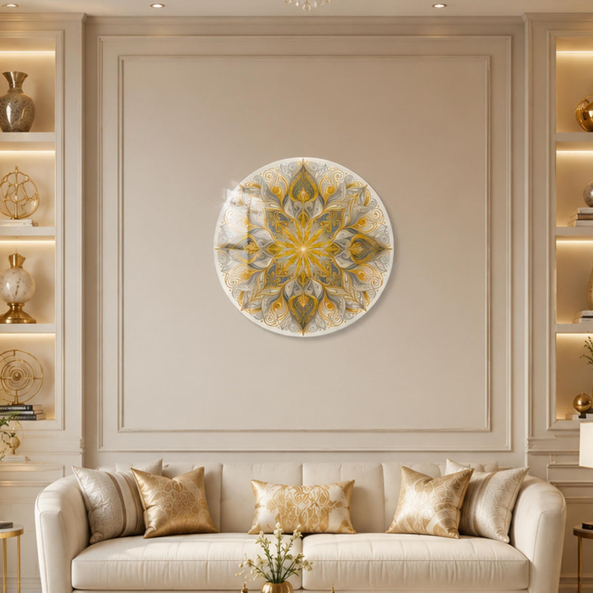 Ivory Golden Mandala in a modern room