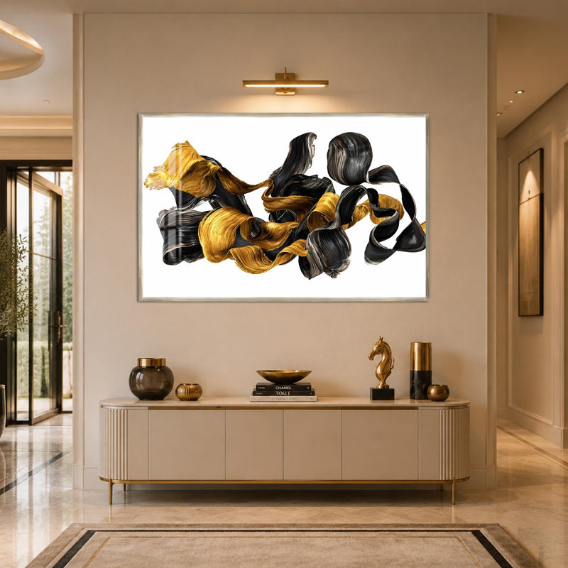 Gold Silk Flow with silver frame
