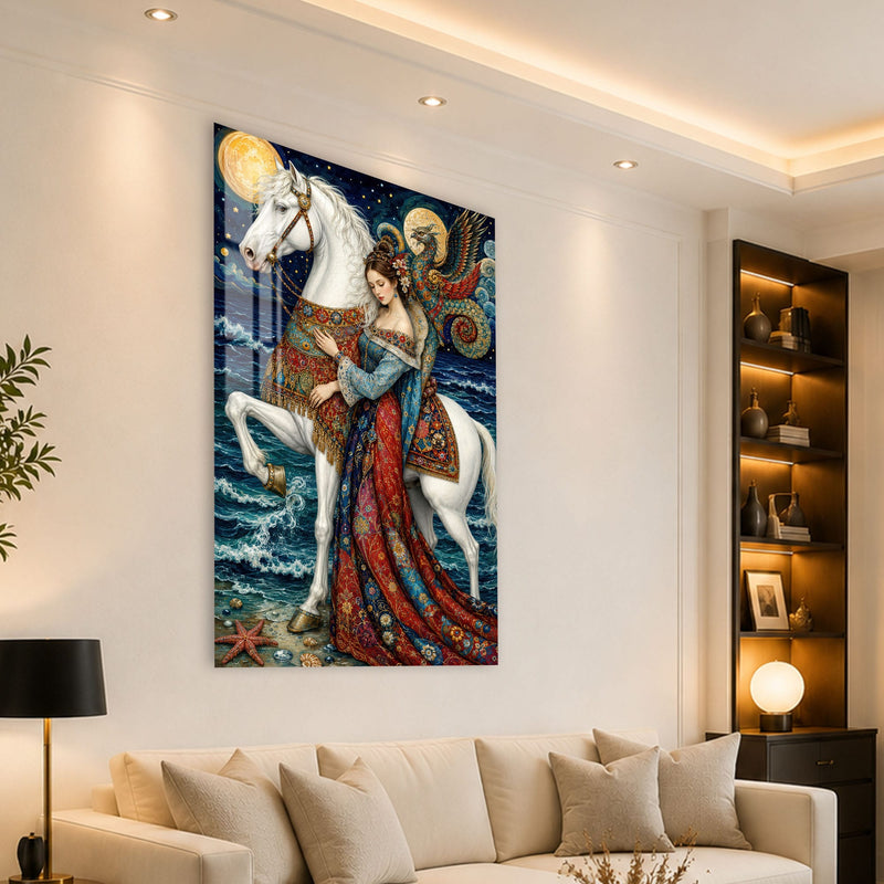 Artronauts Glass Print Moonlit Dragon Rider Glass Wall Art