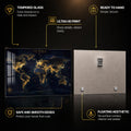 Golden Global Connections — tempered glass, ultra HD print, ready to hang