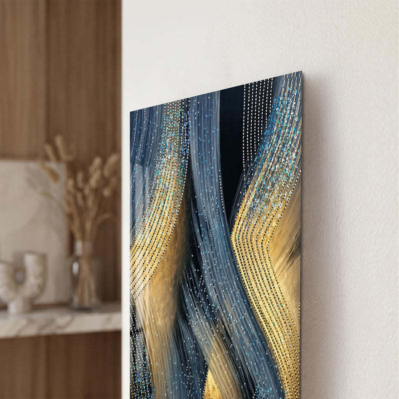 Artronauts Glass Print Gilded Sapphire Currents Glass Wall Art
