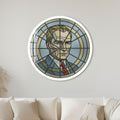 Stained Glass Portrait Medallion with white frame