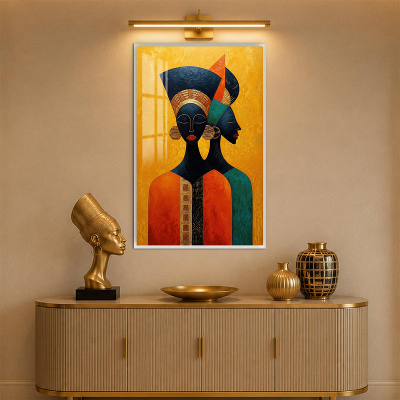 Golden African Sisters with white frame