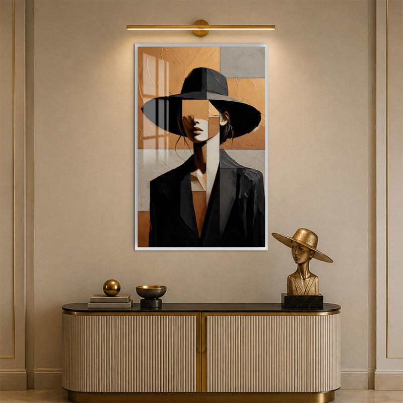 Cubist Woman in Hat with white frame