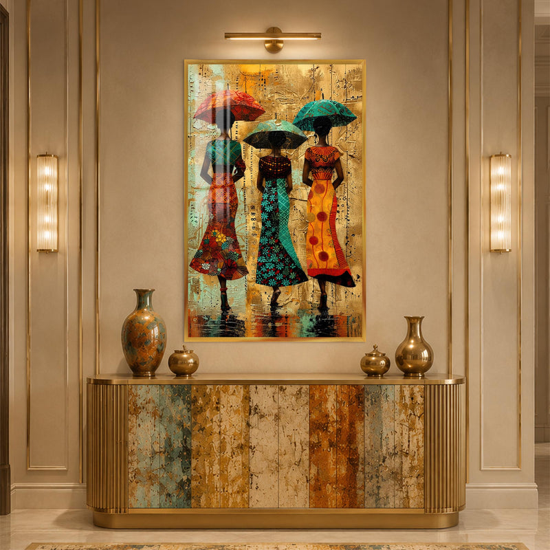 Rainy Day Elegance with gold frame